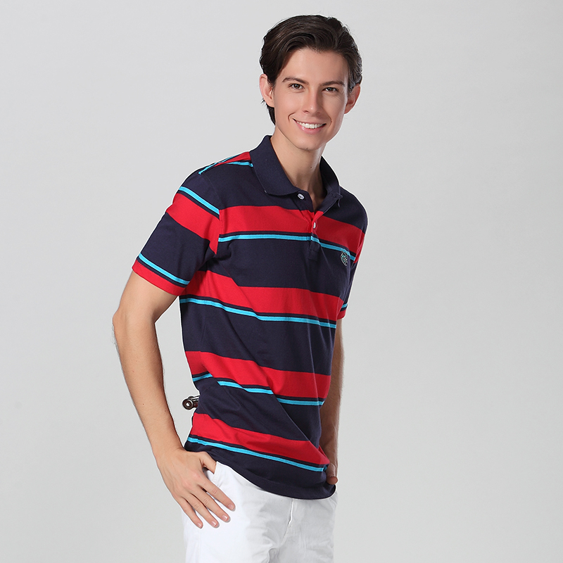 Stripe Pattern Polo Shirt With Custom Embroidery Logo