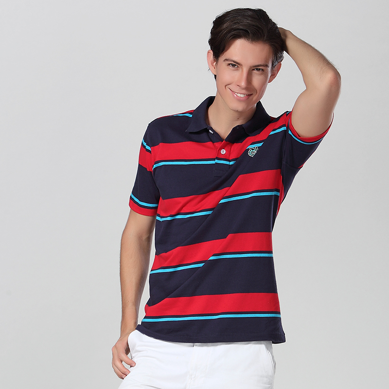 Stripe Pattern Polo Shirt With Custom Embroidery Logo
