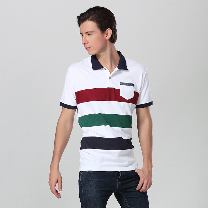 Classical Stripe Polo Shirt With Pocket