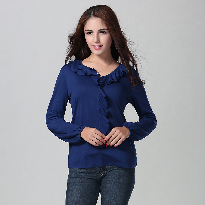 Elegant Scollop Cutting Decorate Blouse