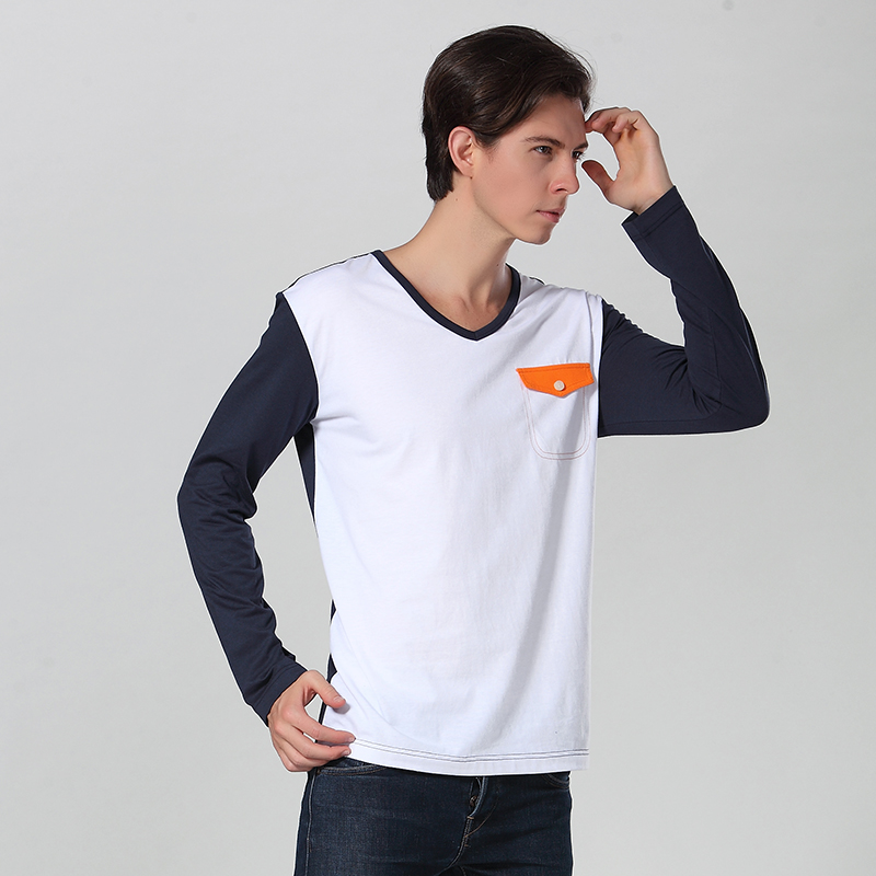 Long Sleeve V Neck T Shirt With Pocket