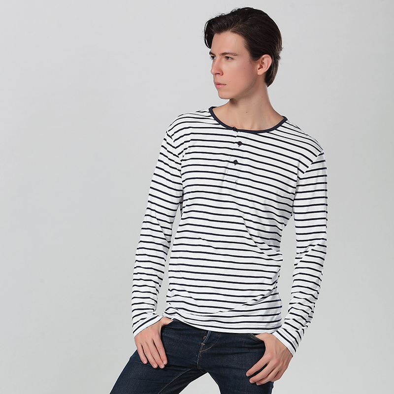 Long Sleeve Stripe Henley Shirt