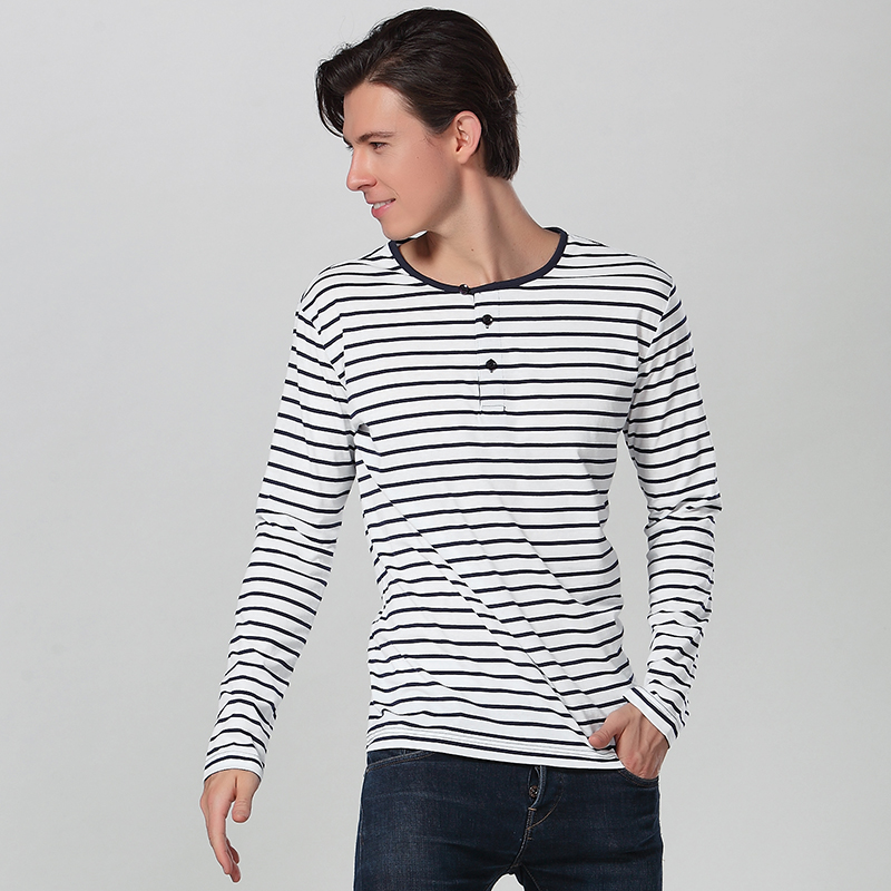Long Sleeve Stripe Henley Shirt