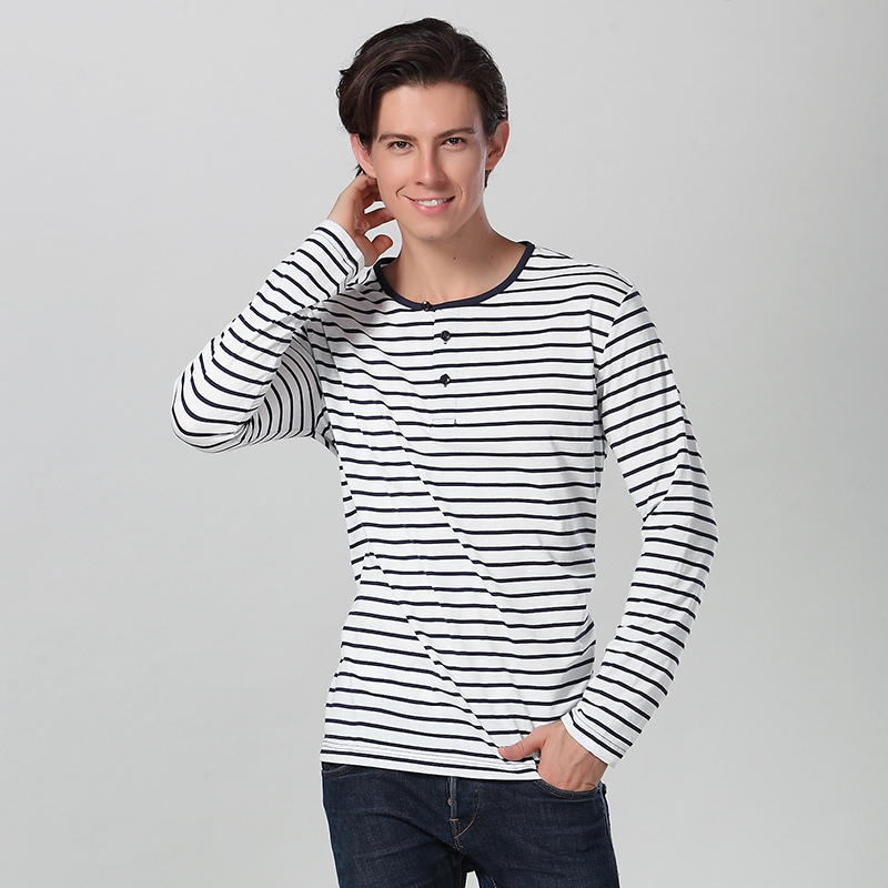 Long Sleeve Stripe Henley Shirt