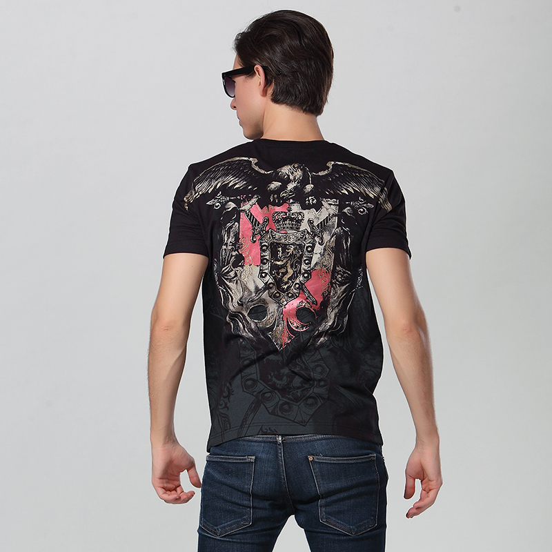 Discharge Print Logo Crew Neck T Shirt