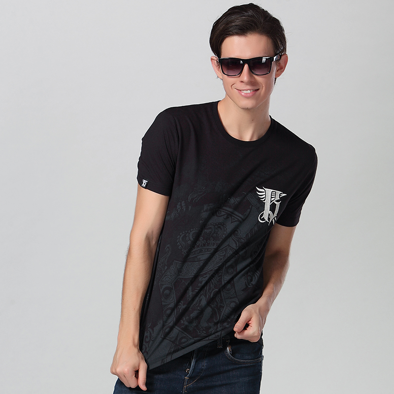 Discharge Print Logo Crew Neck T Shirt