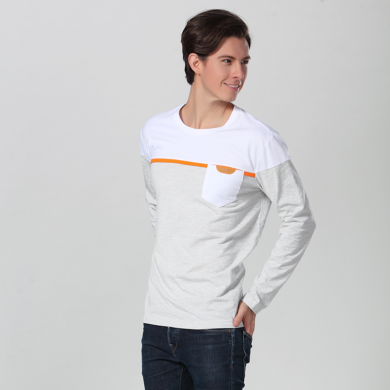 Long Sleeve Crew Neck T Shirt With Pocket