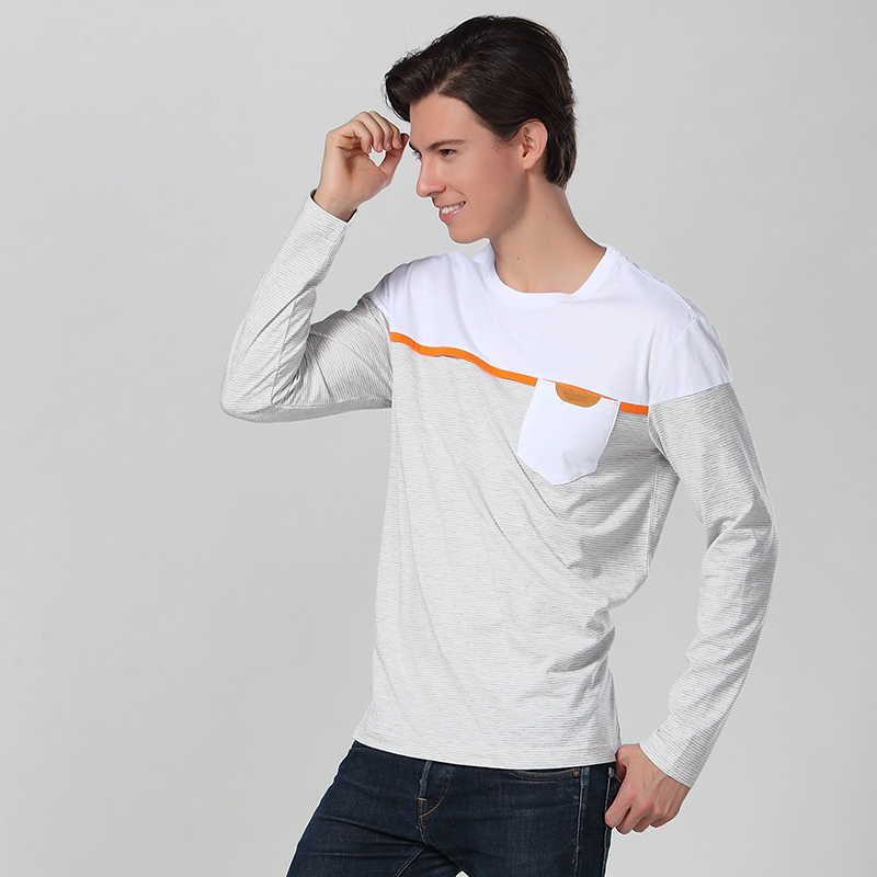 Long Sleeve Crew Neck T Shirt With Pocket