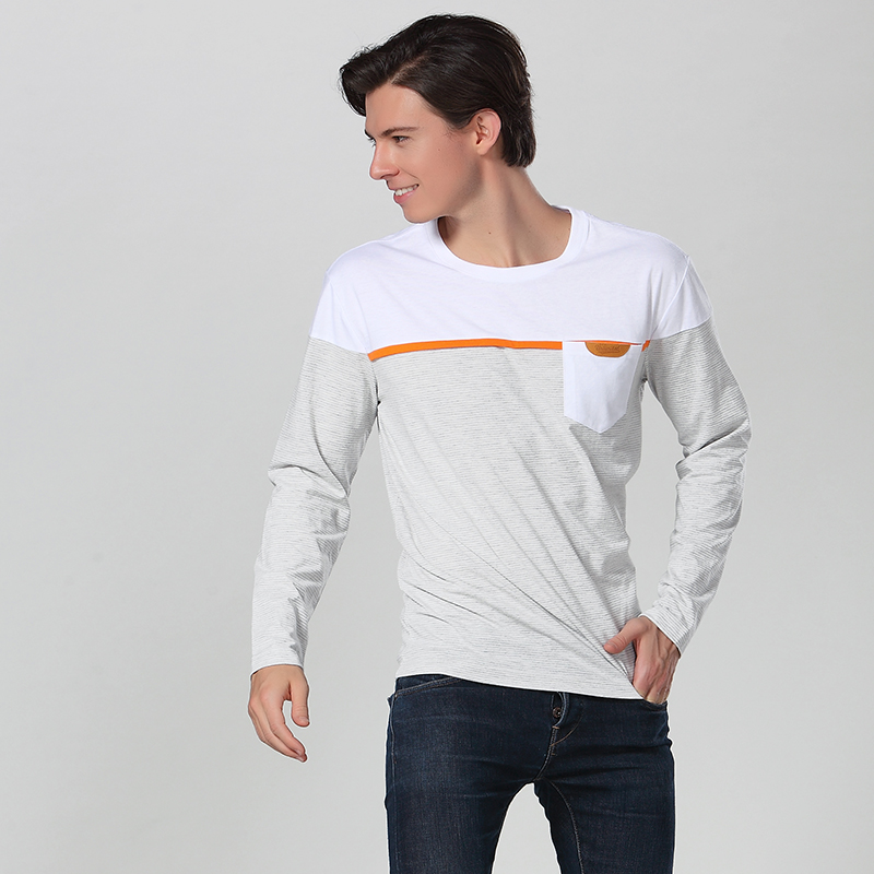 Long Sleeve Crew Neck T Shirt With Pocket