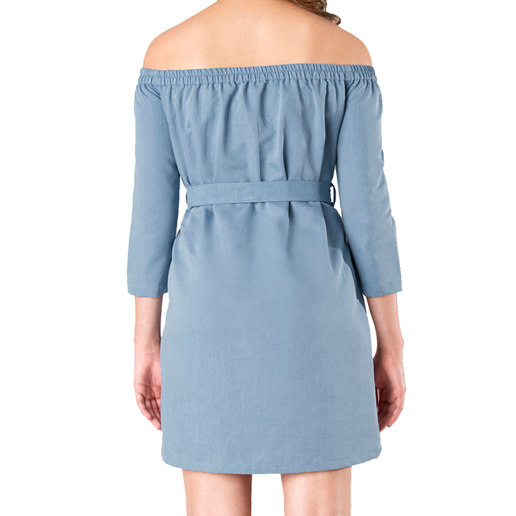 Off Shoulder Dress With Embroidery Patch