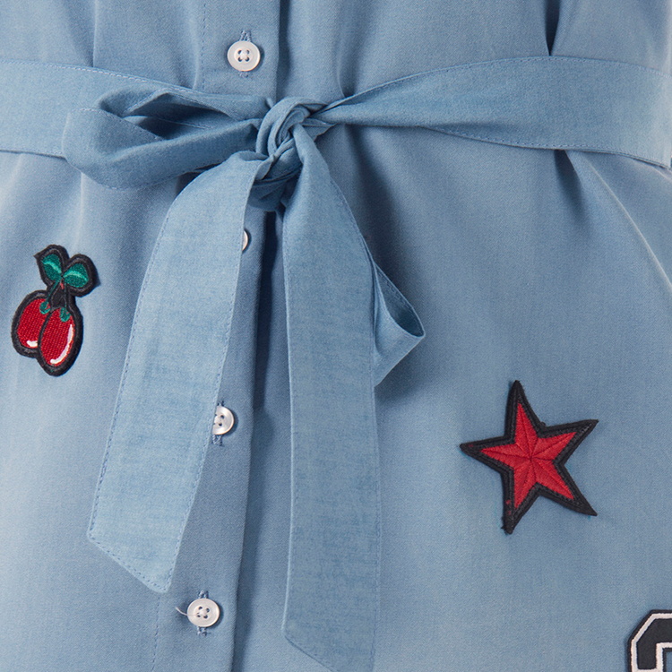 Off Shoulder Dress With Embroidery Patch