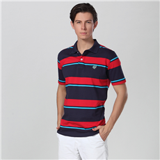 Stripe Pattern Polo Shirt With Custom Embroidery Logo