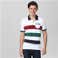 Classical Stripe Polo Shirt With Pocket