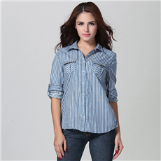 Stripe Pattern Pockets Long Sleeve Shirt